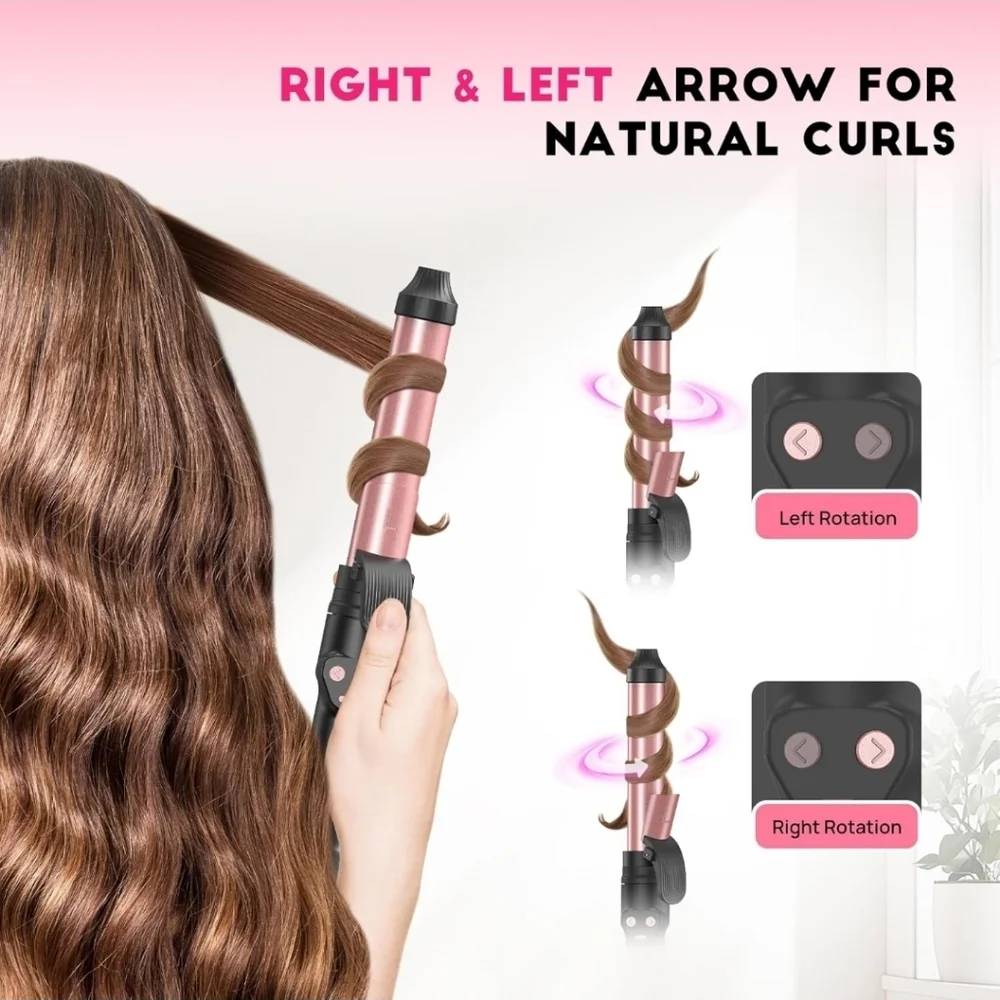 Mescomb 3-in-1 Automatic Curling Iron - Pink and Black